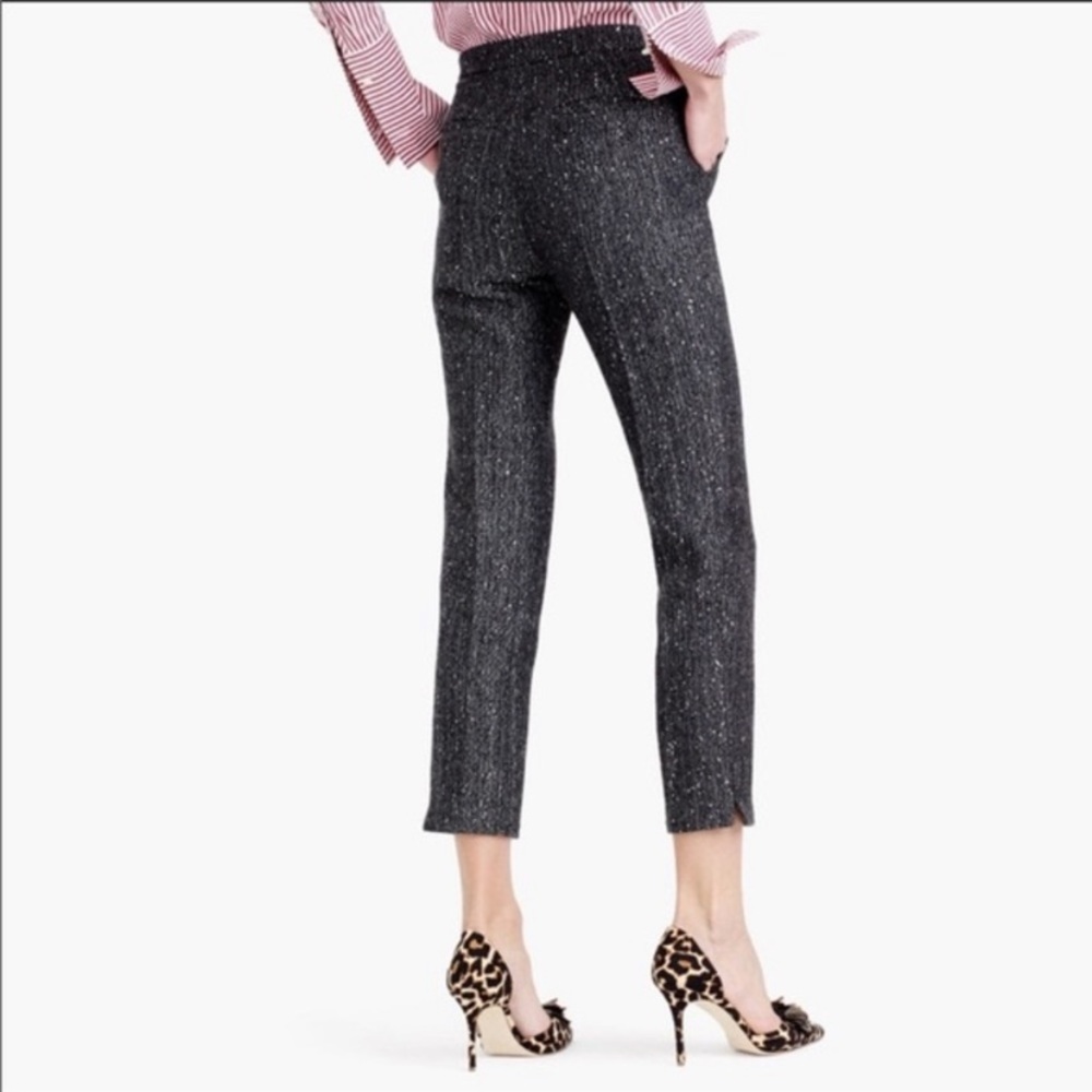 J Crew Martie Cropped Wool Pant in Gray Sequin Herringbone size 10